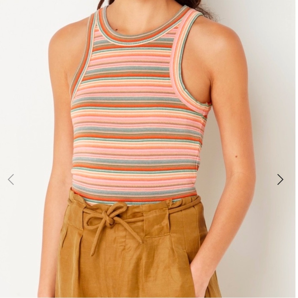 Scotch & Soda Textured Racerback Tank Top – Multicolor Stripe